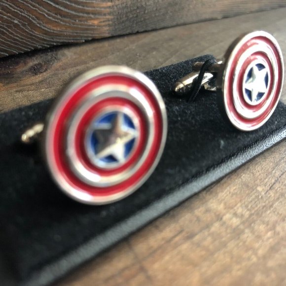 CUFFLINKS for dress shirt CAPTAIN AMERICA MARVEL Cuff Links Prom Groom SUPERHERO - Picture 5 of 10